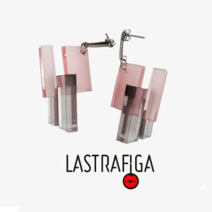 Linea "Basic": ORECCHINI #012 componibili in plexiglass trasparente fumé e rosa