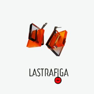 Linea "Basic": ORECCHINI #007 in plexiglass trasparente fumé e arancione