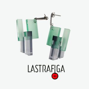 Linea "Basic": ORECCHINI #005 in plexiglass trasparente fumé e verde acqua