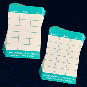 1000 Biglietti da visita personalizzati per studi dentistici, ambulatori medici, centri estetici, parrucchieri - retro con griglia per appuntamenti (prenotini)